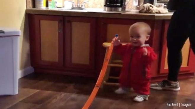 Jackson let the car go down the track