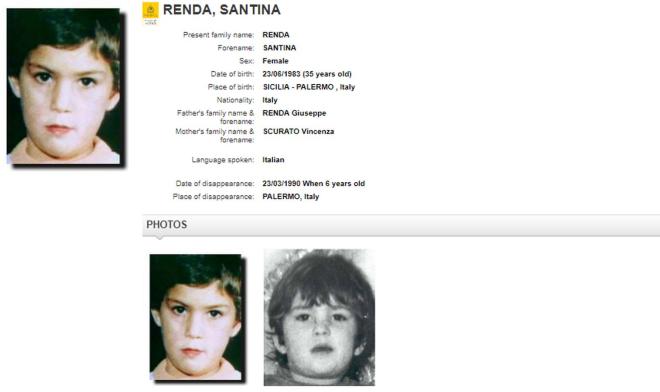 Santina Renda, scomparsa nel 1990 a 6 anni
