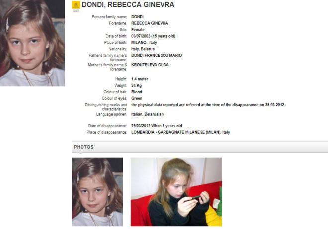 Rebecca Ginevra Dondi, scomparsa nel 2012 a 8 anni