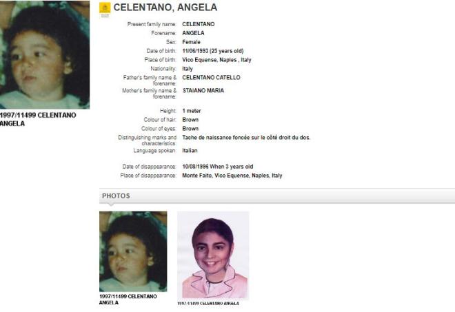 Angela Celentano, scomparsa nel 1996 a 3 anni