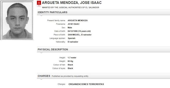 Jose Isaac Argueta Mendoza, 04/12/1998 (19 years old)