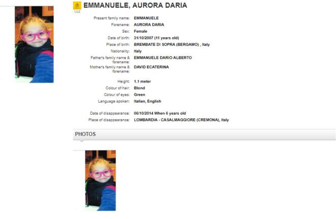 Aurora Daria Emmanuele, scomparsa nel 2014 a 6 anni