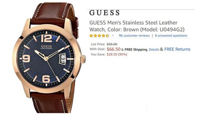GUESS Men's Stainless Steel Leather Watch