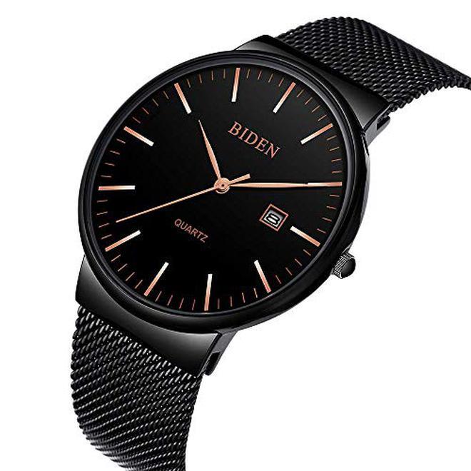 BIDEN Mens Ultra Thin Watch All Black
