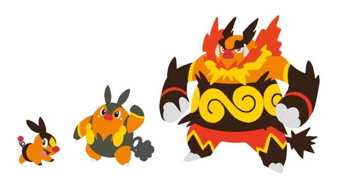 Tepig, Pignite e Emboar