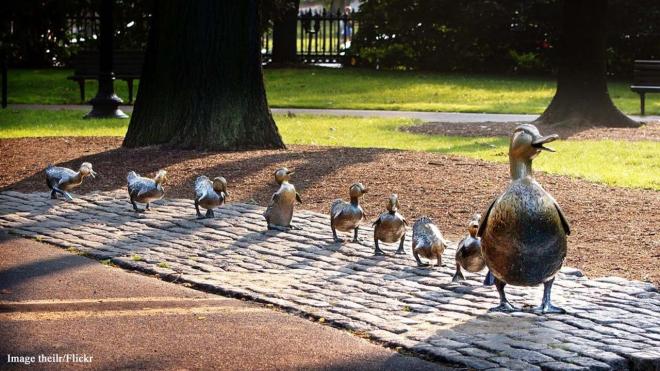 Make Way For Ducklings, Boston Public Garden, Charles Street, Boston, Massachusetts, USA