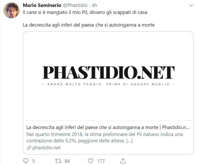 Il clima di incertezza e l'aumento dello Spread prodotto dell'esecutivo in carica ha contribuito alla recessione