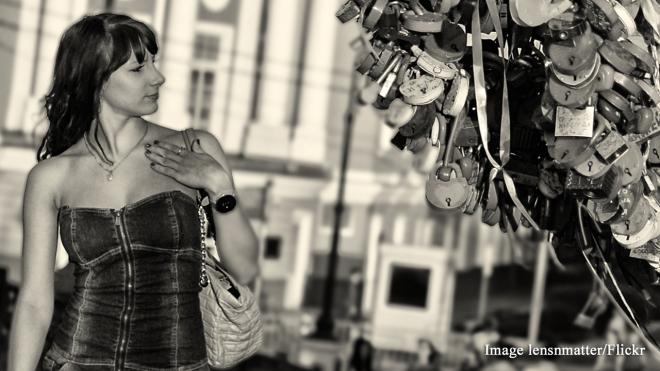 Moscow, Russia and its love lock bridge