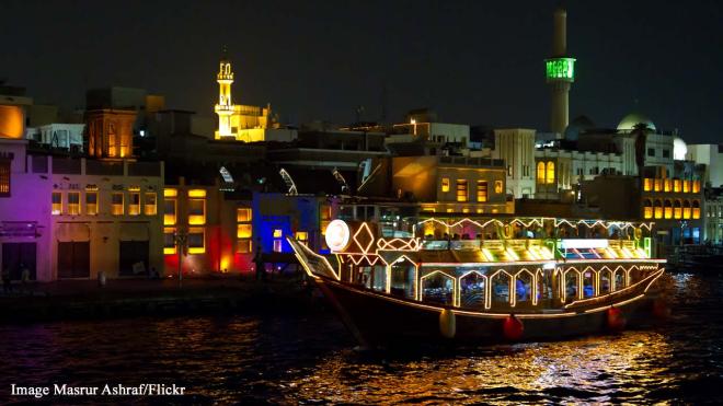 Luxurious dinner cruise on a dhow on Dubai Creek