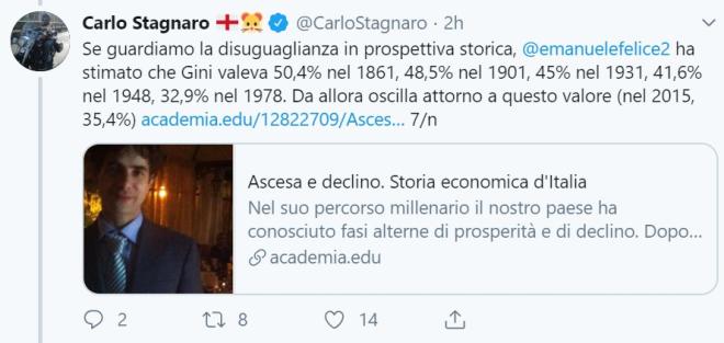 In una prospettiva pi&agrave; ampia l'indice di gini &egrave; calato dal 50% dell'80 a circa 30% negli anni pi&ugrave; recenti