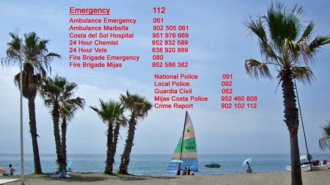 Emergency numbers in La Cala de Mijas, Spain