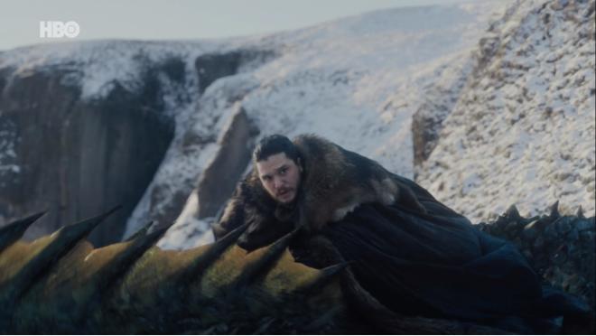 Jon montou no drag&atilde;o Rhaegal cujo nome &eacute; uma homenagem a seu falecido pai