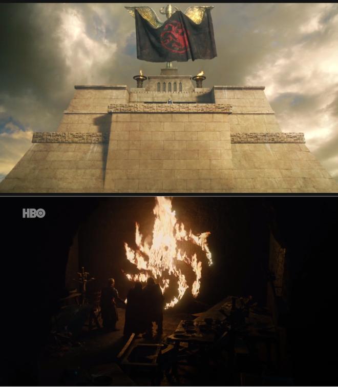 A mensagem deixada pelo Rei da Noite assemelha-se ao bras&atilde;o da casa Targaryen