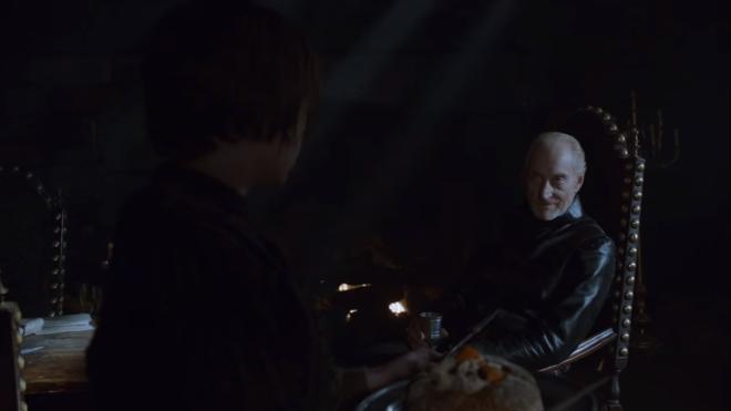 Arya and Tywin, 'Careful now, girl. I enjoy you, but be careful'