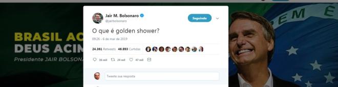 Bolsonaro pergunta sobre pr&aacute;tica sexual