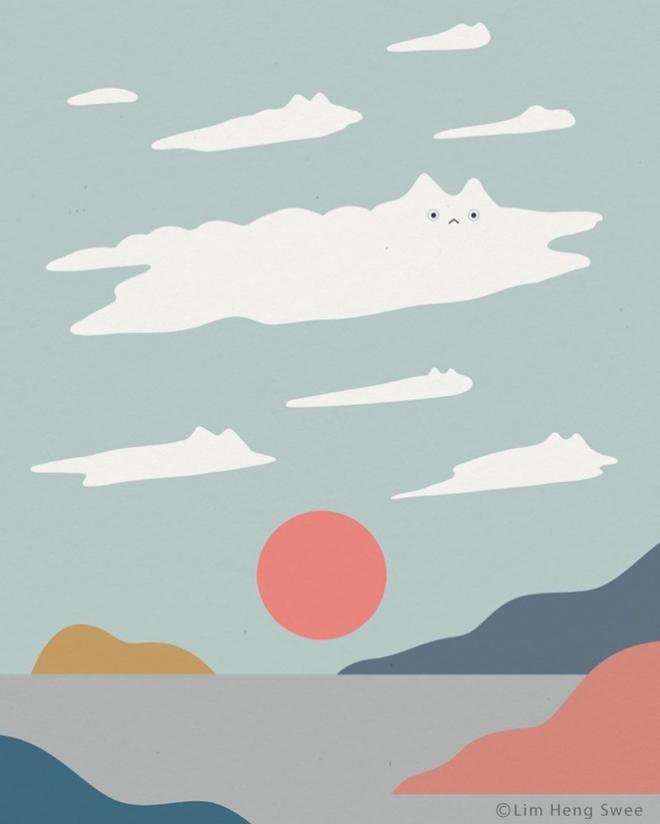 Le chat dans les nuages