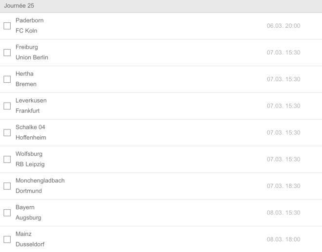 Les matches &agrave; venir 
