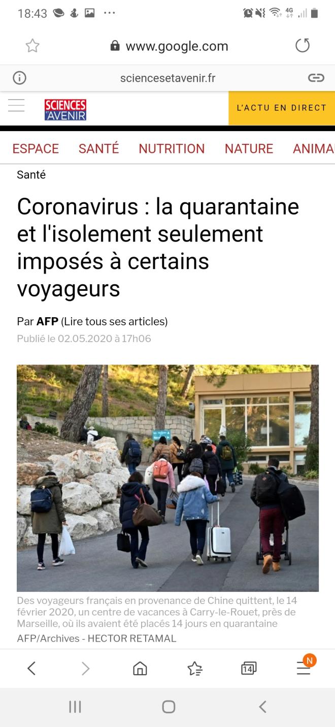 Mise en quarantaine et isolement