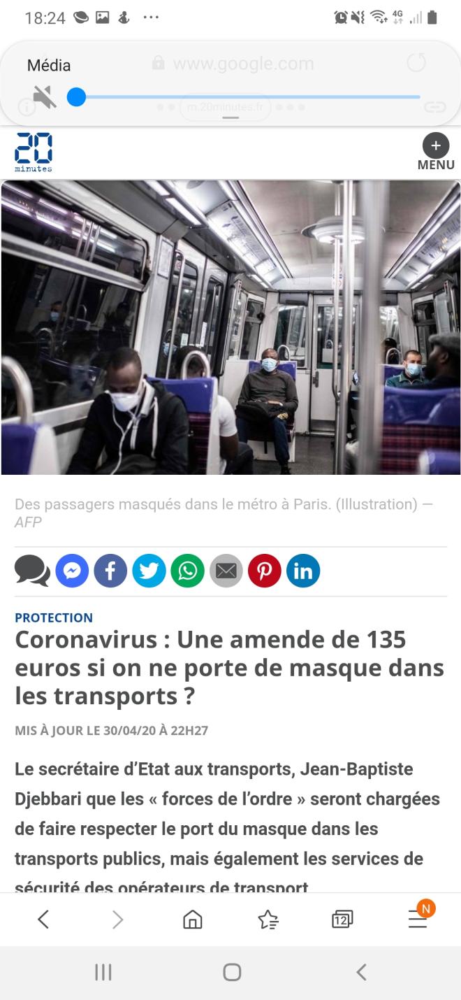 Port du masque obligatoire dans les transports en commun