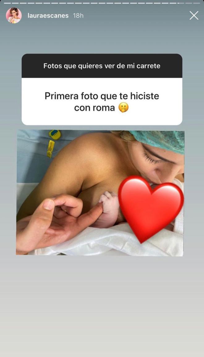 Primera foto con Roma despu&eacute;s de dar a luz