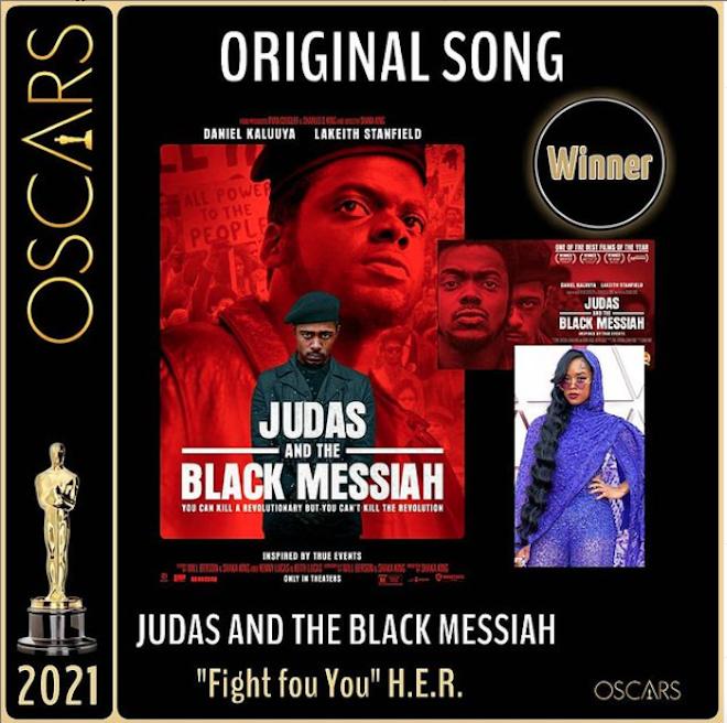Mejor canci&oacute;n original: Fight for you, de Judas y el mes&iacute;as negro