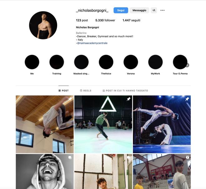 Qual &egrave; il profilo Instagram di Nicholas Borgogni?