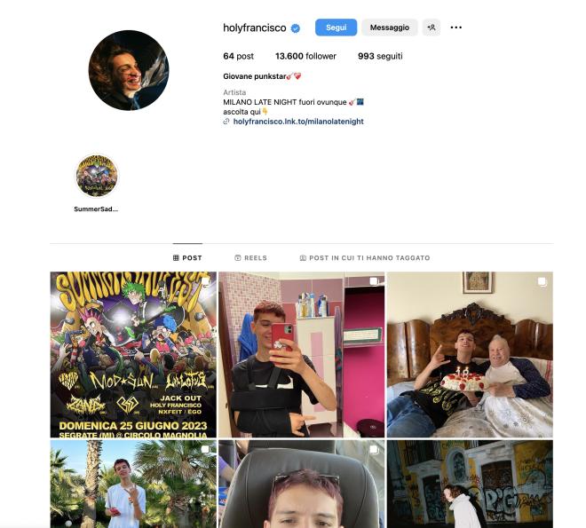 Qual &egrave; il profilo Instagram di Holy Francisco?