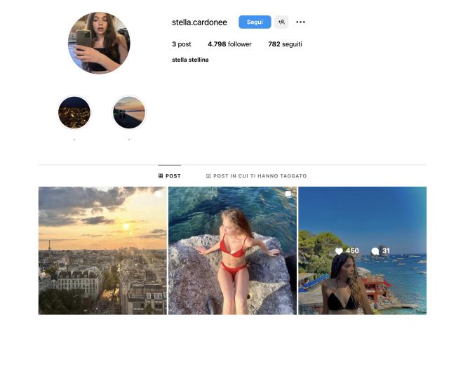 Qual &egrave; il profilo Instagram di Stella Cardone?