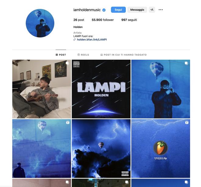 Qual &egrave; il profilo Instagram di Holden?