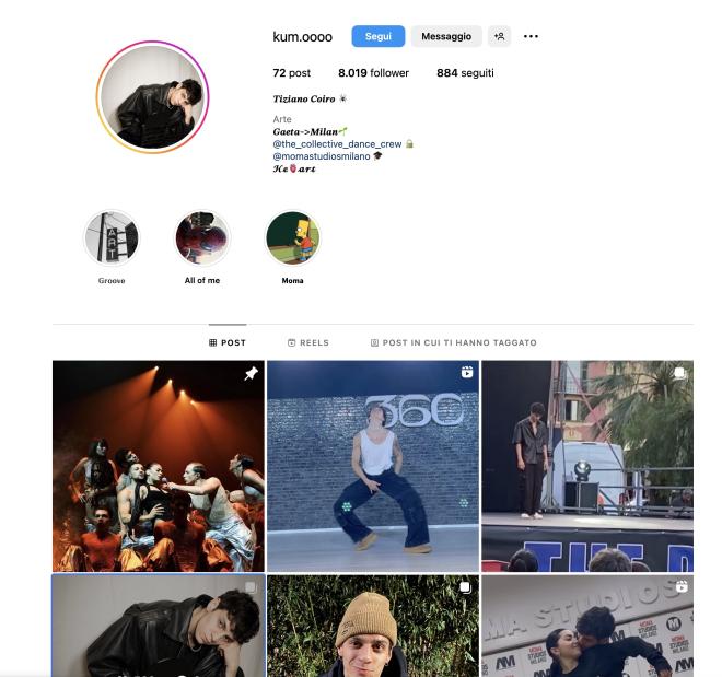 Qual &egrave; il profilo Instagram di Kumo?