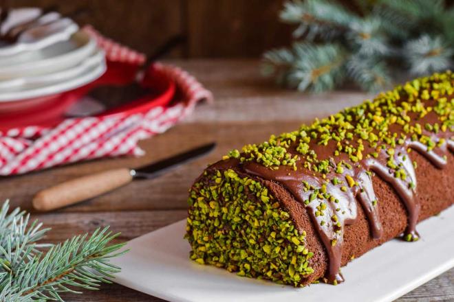 Tronco di Natale al pistacchio