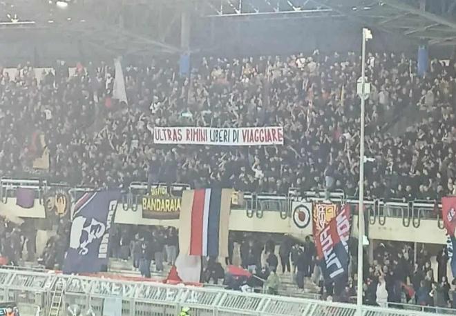 Curva della Sanbenedettese durante il match contro la Ternana