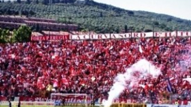 Perugia-Salernitana: La curva dei tifosi Grifoni