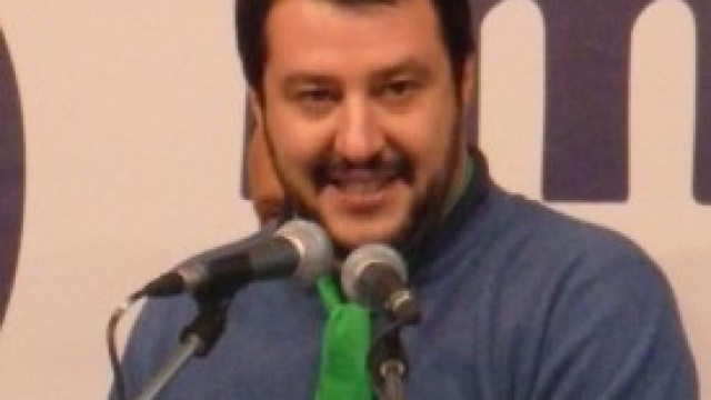 Matteo Salvini durante un comizio