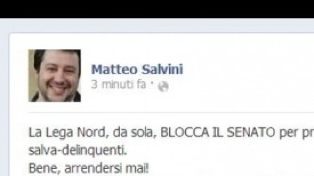 Matteo Salvini su blocco del senato