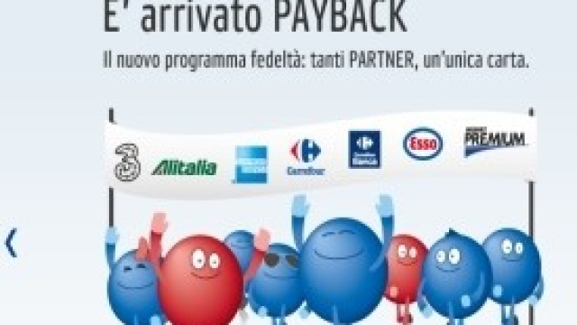 Home page del sito PAYBACK appena inaugurato