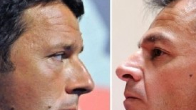 Renzi e Fassina. Foto Sky TV
