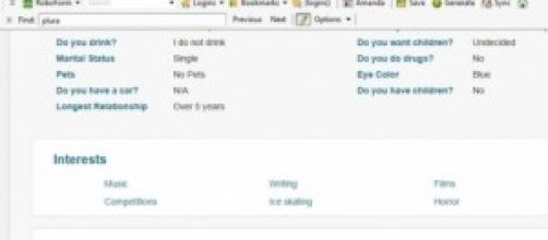 Example of an online dating profile.