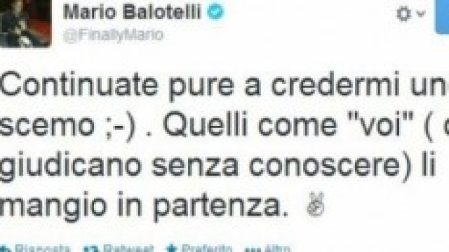 Mario Balotelli sul suo profilo Twitter