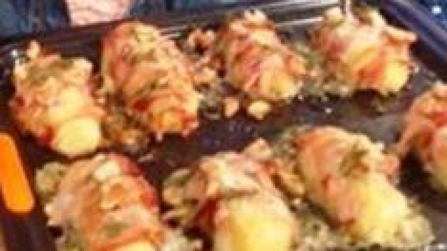 Patate fisarmonica con maionese al bacon