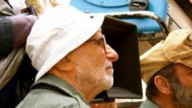 Sul set del suo ultimo film, con Alessandro Haber