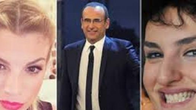 Carlo Conti con le presunte vallette Emma e Arisa
