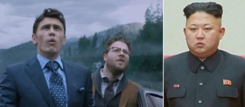 The interview cast and Kim Jong Un