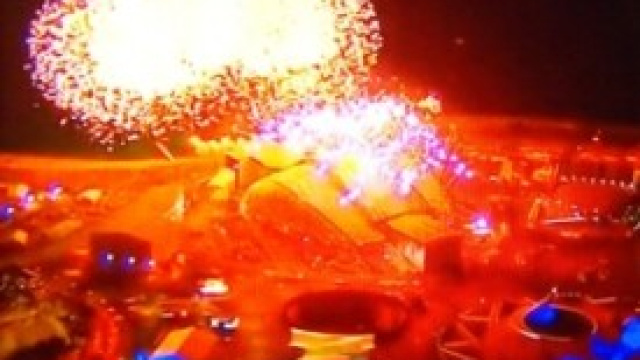 Un momento della cerimonia dall'esterno del Fisht