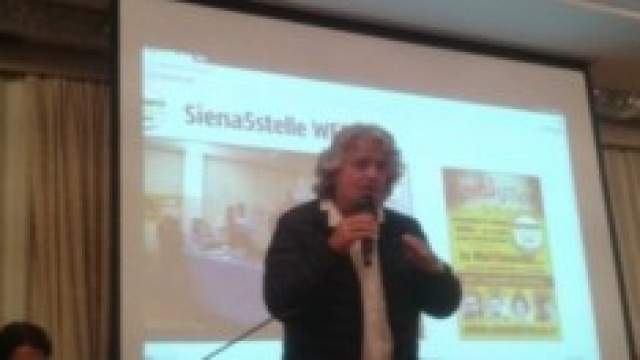 Beppe Grillo ieri a Siena