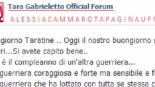 Gli auguri di Tara Gabrieletto su Facebook