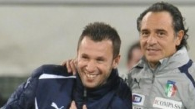 Antonio Cassano con il c.t. Cesare Prandelli