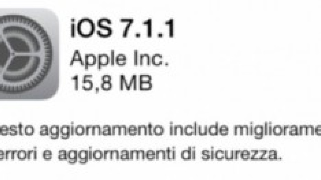 Apple iOS 7.1.1 aggiornamento disponibile