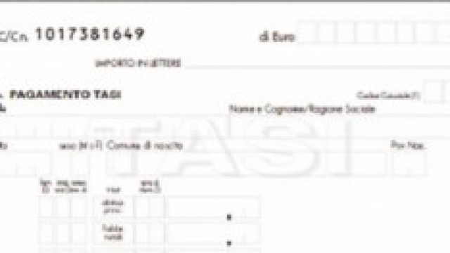 Tasi, ecco come pagare con bollettino.