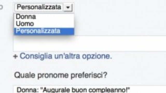 Facebook libera il genere nel sesso del profilo